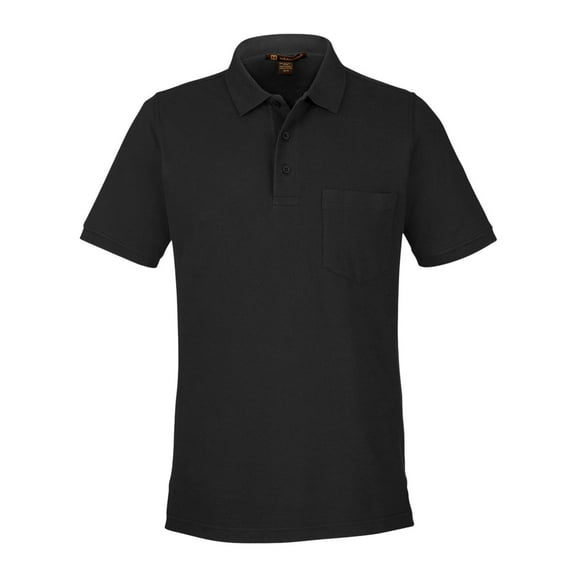 Harriton M205P Men's Valiant Cotton Snag Protect Pocket Polo-Black-5XL