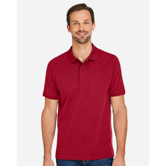 Harriton M205 Men's Valiant Cotton Snag Protect Polo-Red-L