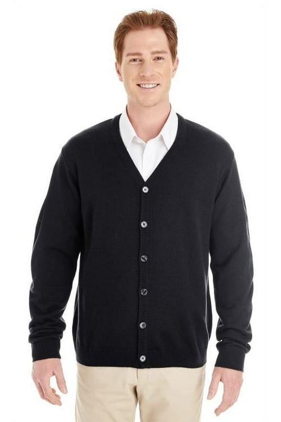 M425 Men's Pilbloc™ V-Neck Button Cardigan Sweater-Black-M