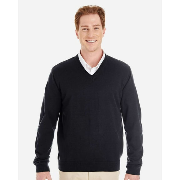 Harriton M420 Men's Pilbloc™ V-Neck Sweater-Black-5XL