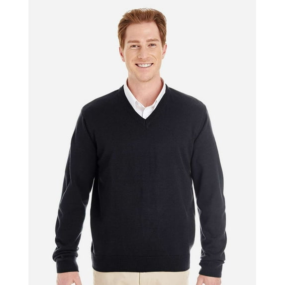 Harriton M420 Men's Pilbloc™ V-Neck Sweater-Black-2XL
