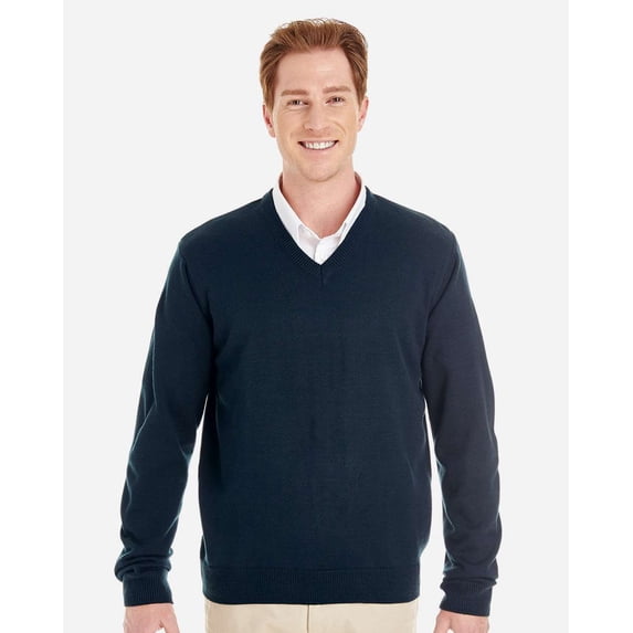 Harriton M420 Men's Pilbloc™ V-Neck Sweater-Dark Navy-XL