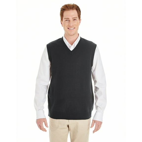 "Harriton Pilbloc V-Neck Sweater Vest (M415) Black, 3XL"