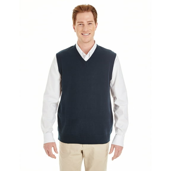Harriton Pilbloc V-Neck Sweater Vest (M415) Dark Navy, S
