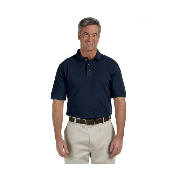 Harriton M200T Men's Tall 6 oz. Ringspun Cotton Pique Short-Sleeve Polo, NAVY, 3XT