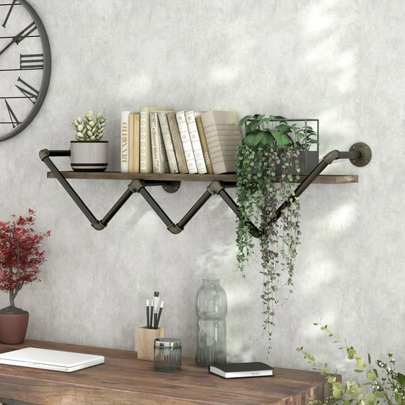 Harroldston 1-Shelf Wood Floating Wall Shelf, Reclaimed Oak