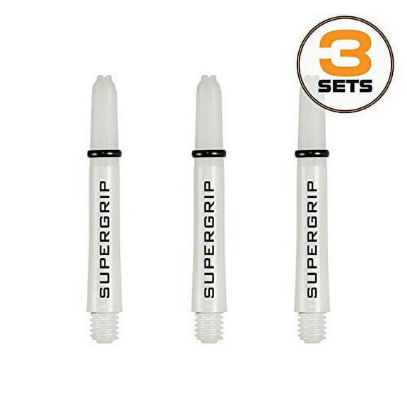 Harrows Supergrip Short Dart Shafts, Polycarbonate Stems, Machined Rings, White (3 Sets)