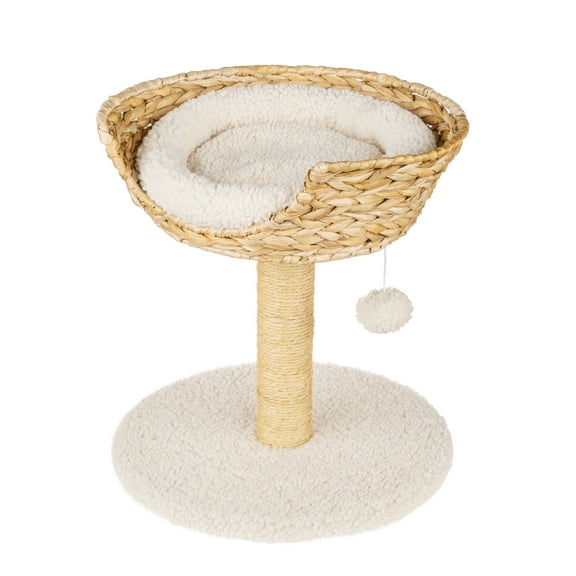 Harry Barker Deluxe Cat Scratcher Post with Wicker Bed for Cats Under 15 lbs