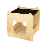 Harry Barker Modular Wood Hammock, Stackable Cat Cube, Brown