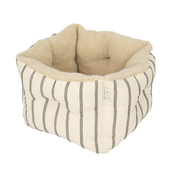 Harry Barker Striped High-Wall Pet Bed, Beige, Cuddler with Plush Sherpa Interior, One Size