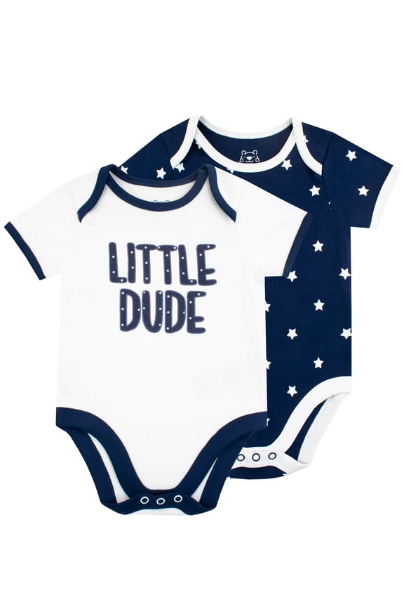 Baby Little Dude Short Sleeve Bodysuit 2-Pack Sizes 3-18 Months