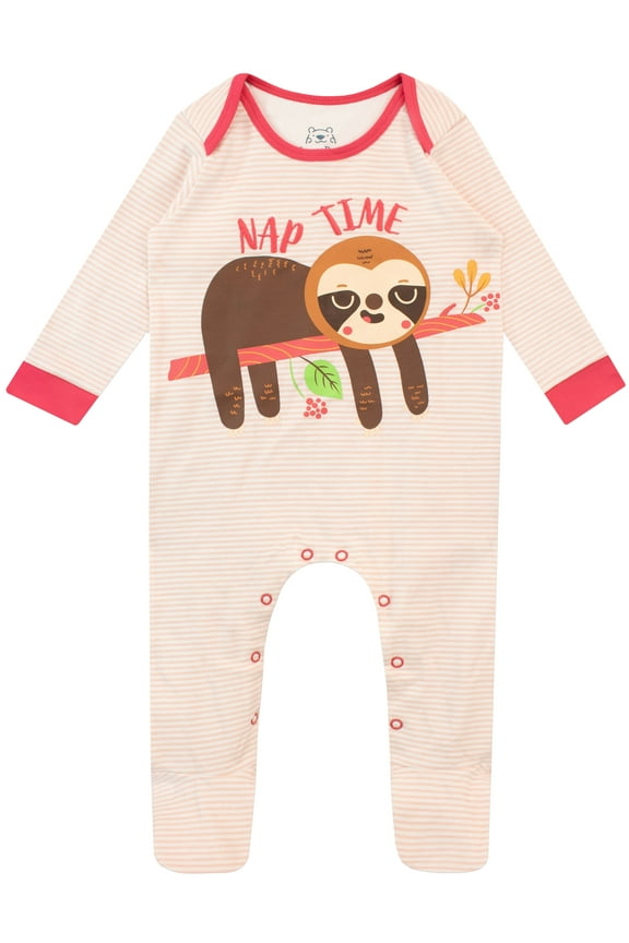 Baby Nap Time Sloth Long Sleeve Sleepsuit Sizes 3-18 Months