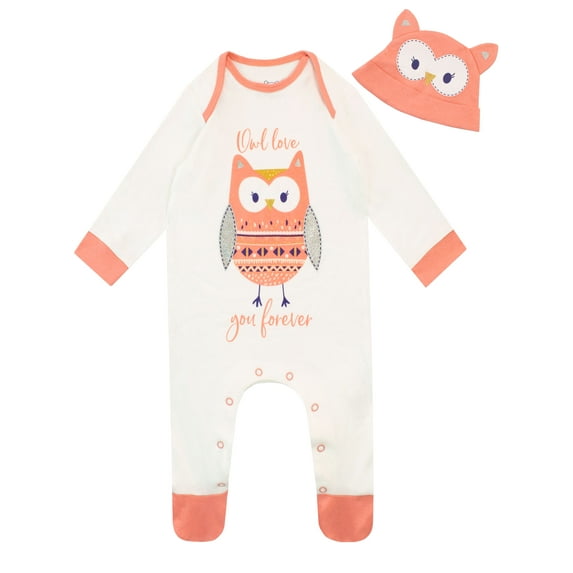 Harry Bear Baby Owl Long Sleeve Sleepsuit and Hat Set Sizes 3-18 Months