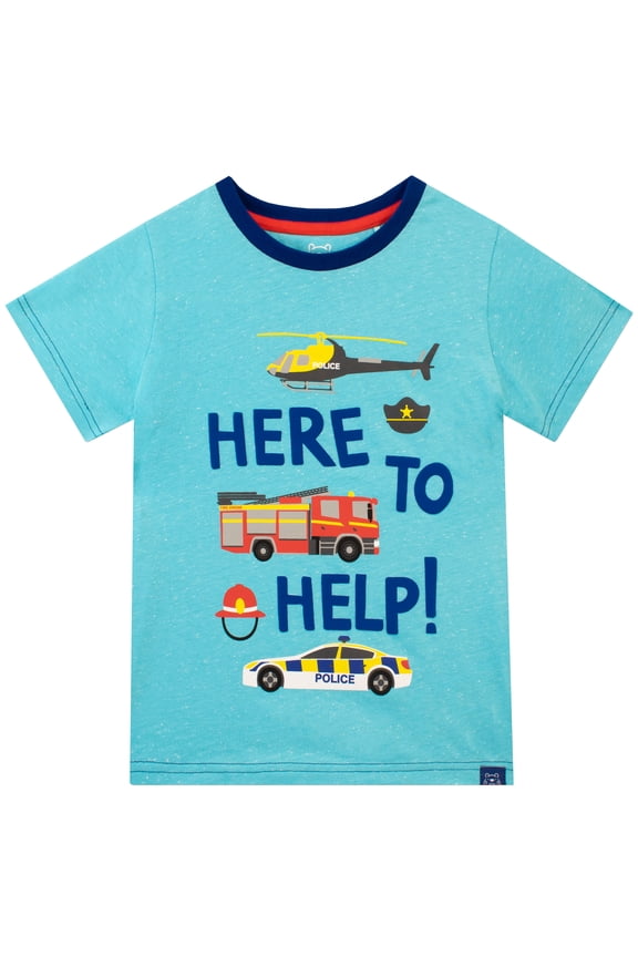 Boys Cars Here To Help Short Sleeve T-Shirt Sizes 3T-8