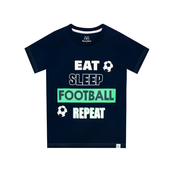 Harry Bear Eat Sleep Football Short Sleeve T-Shirt Sizes 7-14