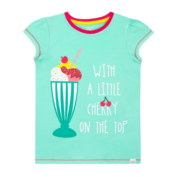 Harry Bear Girls Ice Cream Cherry On Top Short Sleeve T-Shirt Sizes 6-14