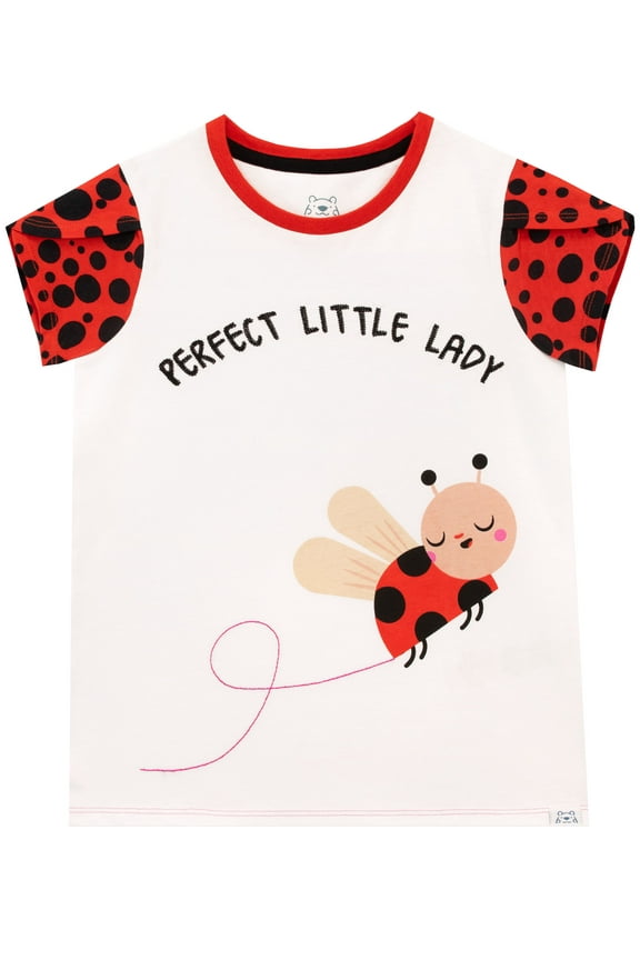Girls Ladybird Perfect Little Lady Short Sleeve T-Shirt Sizes 3T-8