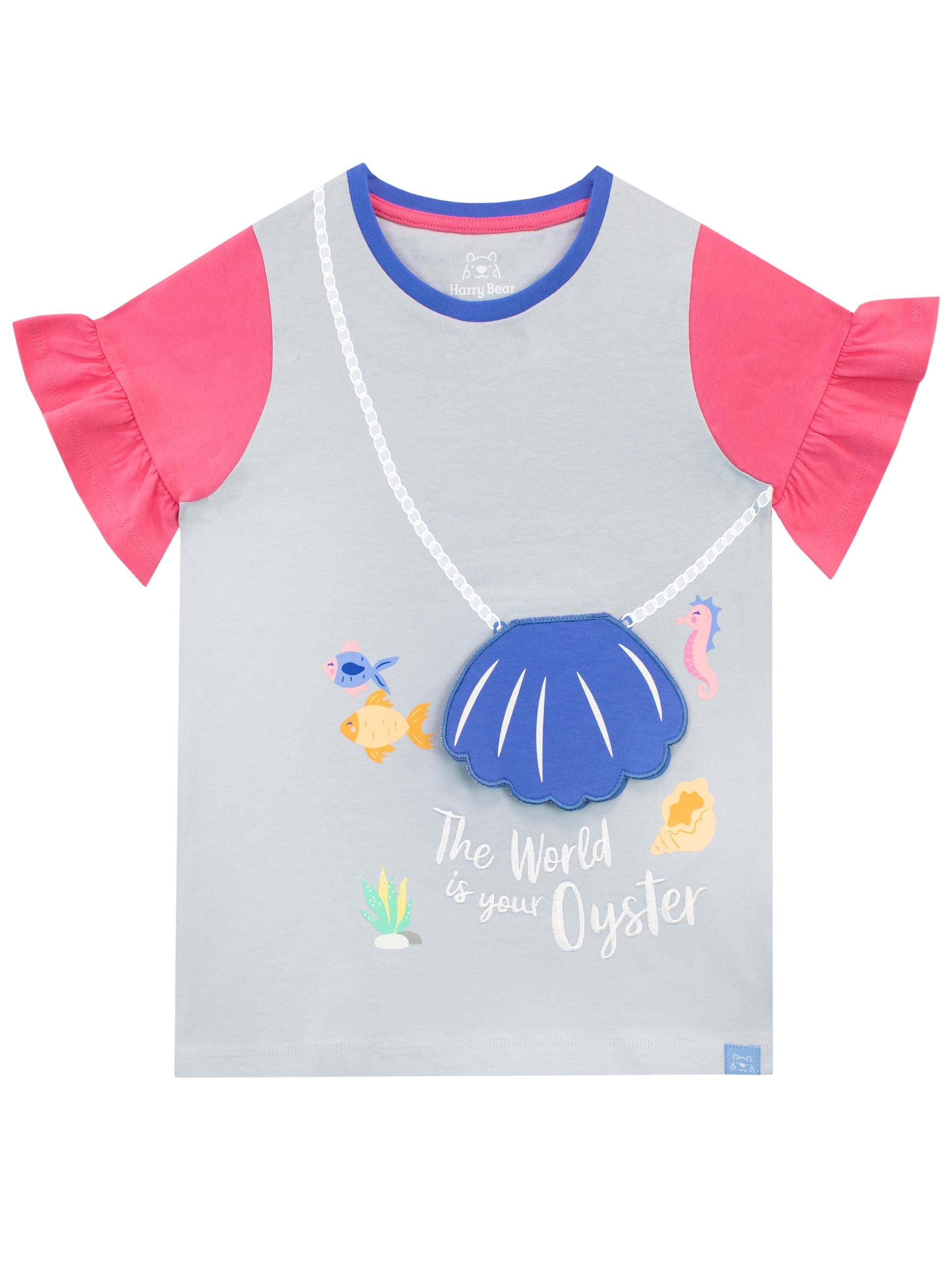T-Shirt Fille Harry Bear - Motif Lama "Llamazing", Col Contrasté, 100% Coton, Manches Courtes
