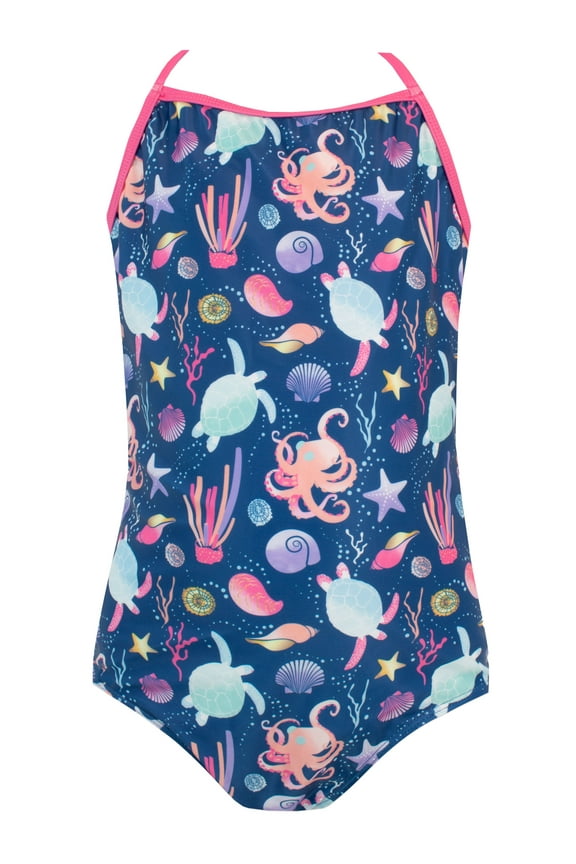 Girls Nauitcal Turtle Swimsuit Sizes 7-14