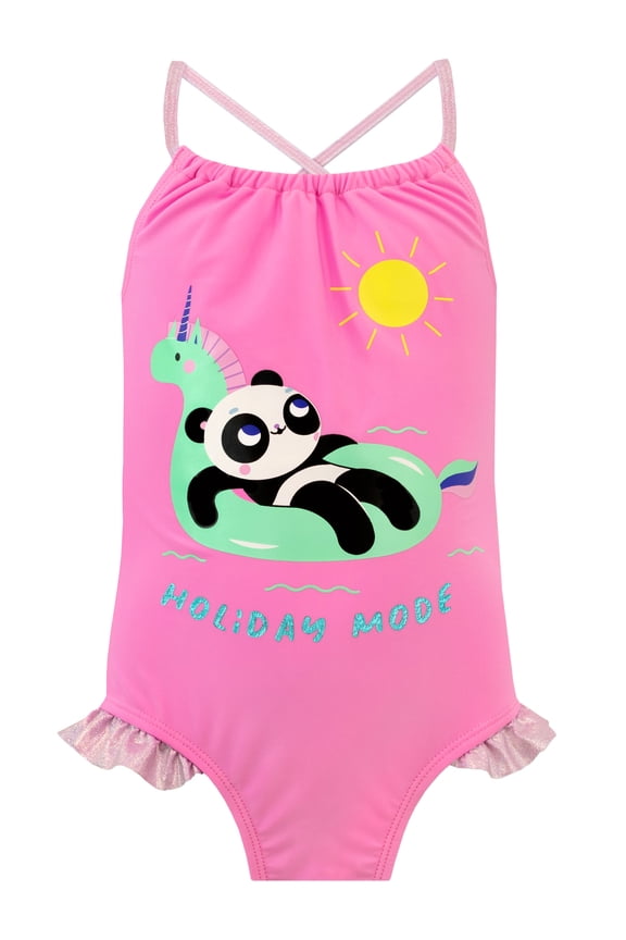 Girls Panda Holiday Mode Swimsuit Sizes 4-12