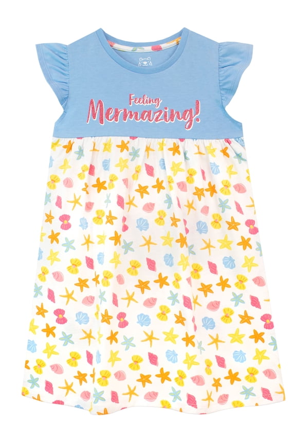 Girs Mermaid Short Sleeve Dress Sizes 3T-8