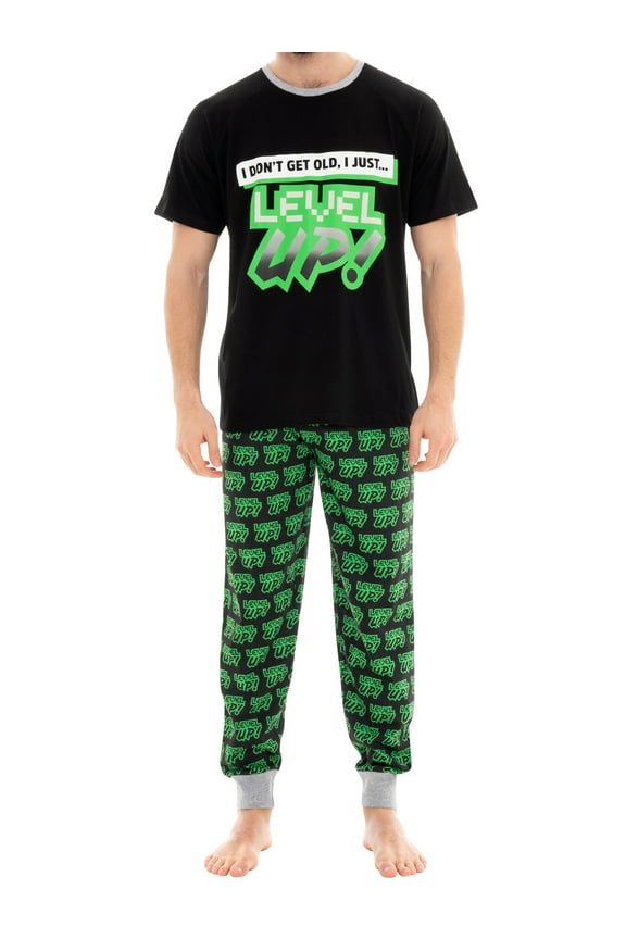 Mens Gaming Level Up Short Sleeve Pajamas Sizes S-XXL