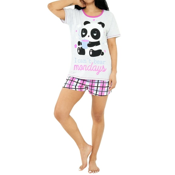 Harry Bear Womens Panda Short Sleeve Pajamas Sizes S-XXL