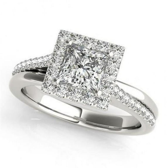 Harry Chad Enterprises 10303 1.50 CT Halo Diamond Princess Cut with Accents Engagement Ring, Size 6.5