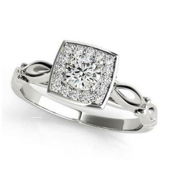 Harry Chad Enterprises 10442 1.10 CT Round Diamond Engagement Anniversary Halo Ring, 14K White Gold - Size 6.5