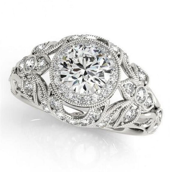 Harry Chad Enterprises 10498 2.0 CT Round Diamond Vintage Style Engagement Anniversary Ring, 14K White Gold - Size 6.5