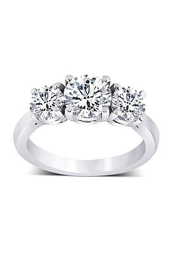Enterprises 11325 2.01 CT Round Diamonds Three Stone Anniversary Ring, Size 6.5