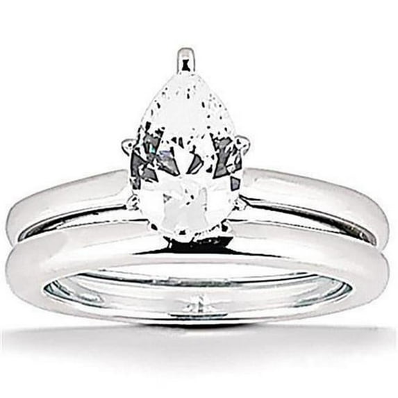 Harry Chad Enterprises 12020 2 CT Diamond Pear Cut Engagement Band Set Gold Ring, Size 6.5