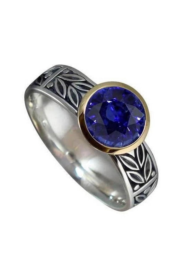 Enterprises 12263 2 CT Round Tanzanite AAA Antique Style Solitaire Ring, Size 6.5