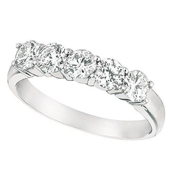 Harry Chad Enterprises 12394 1.25 CT Five Stone Engagement Ring, 14K White Gold - Size 6.5
