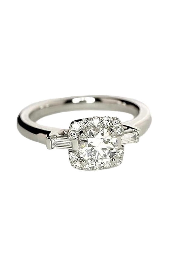 Enterprises 12867 1.35 CT Three Stone Diamonds Engagement Ring, 14K White Gold - Size 6.5