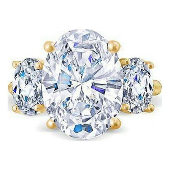 Harry Chad Enterprises 14004 2.5 CT Three Stone Diamond Oval Cut Wedding Anniversary Ring - Yellow Gold