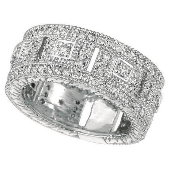 Harry Chad Enterprises 14401 3 CT 14K Round Brilliant Diamond Wedding Victorian Band Ring - Solid Gold