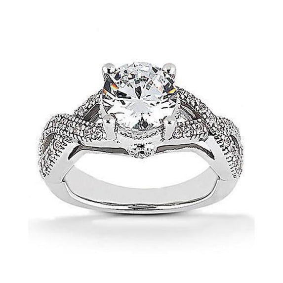 Harry Chad Enterprises 14591 1.87 CT Diamonds Engagement Solitaire with Accents Platinum Ring