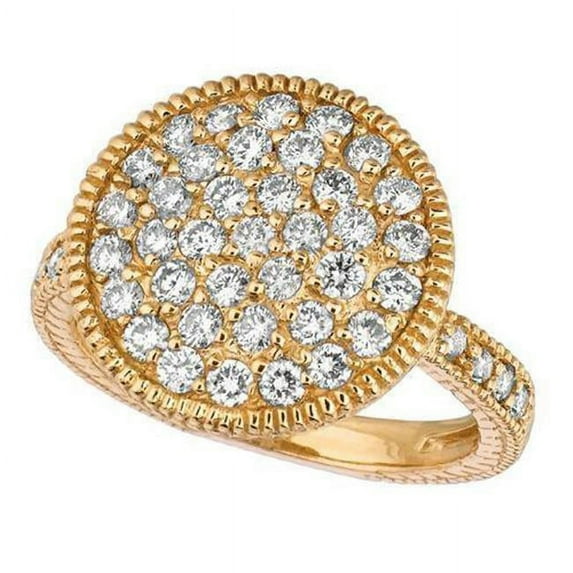 Harry Chad Enterprises 15695 1.51 CT 14K Round Brilliant Diamond Prong Setting Fancy Ring - Yellow Gold