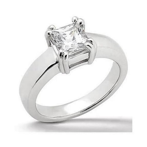 Harry Chad Enterprises 1720 0.75 CT Princess Cut Diamond Solitaire Ring, 14K White Gold - Size 6.5