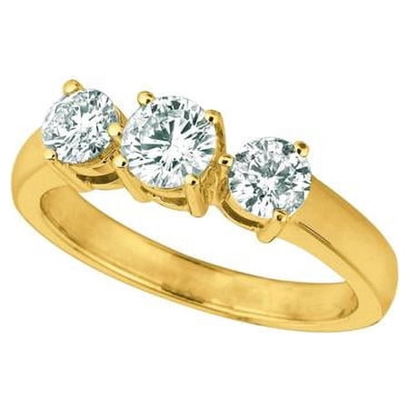 Harry Chad Enterprises 17451 1 CT Diamond 3 Stones Ring, 14K Yellow Gold - Size 6.5