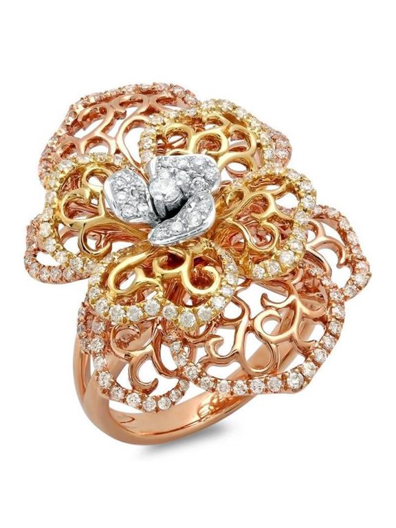Enterprises 18954 2 CT Two Tone Gold Womens Engagement Fancy Ring, Size 6.5
