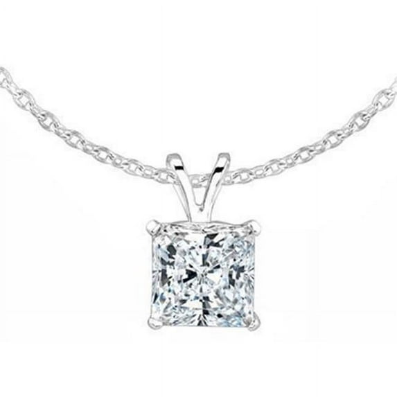 Harry Chad Enterprises 19791 White Gold 14K Princess Cut Diamond Womens Pendant Necklace