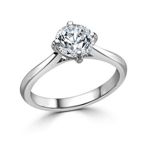 Harry Chad Enterprises 20998 Sparkling 1 CT Diamond Engagement Solitaire Ring, 14K White Gold - Size 6.5