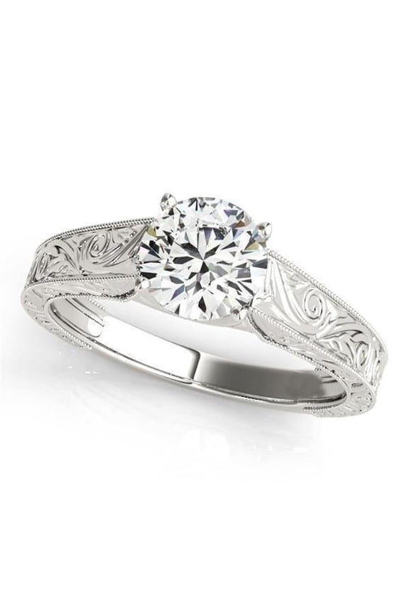 Enterprises 21387 1.50 CT Round Natural Diamond 14K White Gold Engagement Ring, Size 6.5