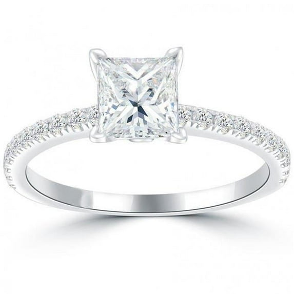 Harry Chad Enterprises 21458 1.50 CT White Gold Diamond Princess Cut Classic Engagement Ring, Size 6.5