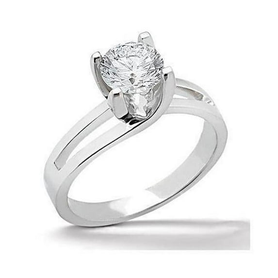 Harry Chad Enterprises 21561 Sparkling 0.75 CT Solitaire Diamond Engagement Ring, 14K White Gold - Size 6.5