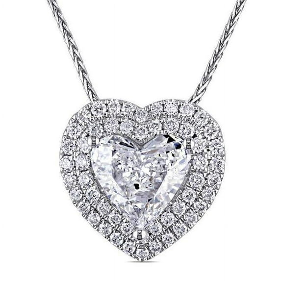 Harry Chad Enterprises 22625 1.85 CT White Gold 14K Heart & Round Cut Diamonds Pendant Necklace