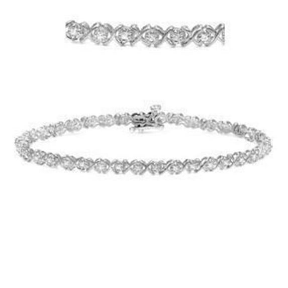 Harry Chad Enterprises 23375 1 CT White Round Diamond Bracelet - 14K White Gold
