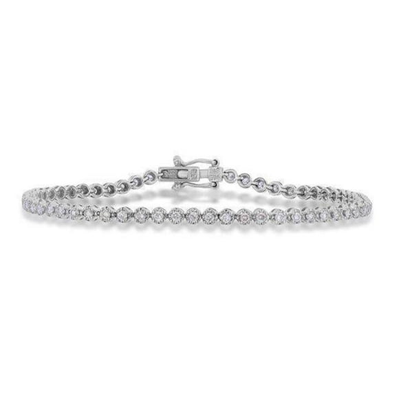 Harry Chad Enterprises 23443 3.5 CT Womens Sparkling Diamond 14K White Gold Tennis Bracelet